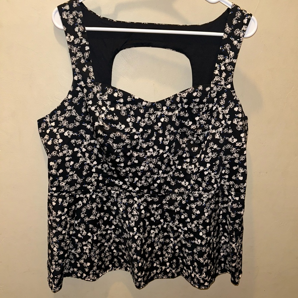 Torrid 2 Ditsy Floral Sleeveless Peplum Top with Open Back